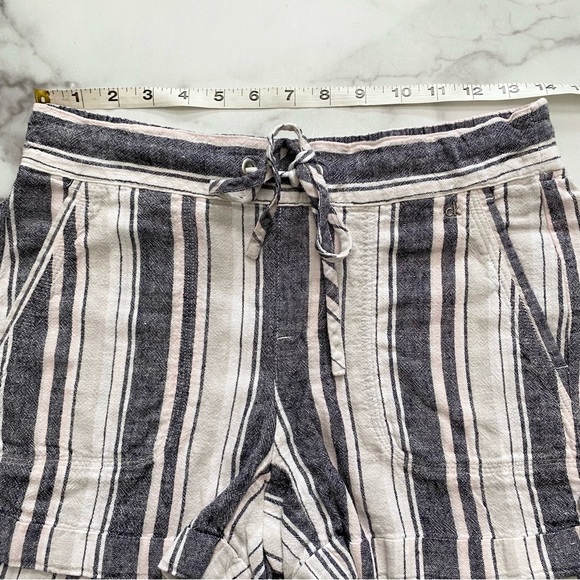 Calvin Klein Striped Linen Blend Drawstring Summer Shorts - Picture 3 of 9
